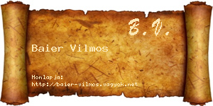 Baier Vilmos névjegykártya